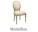 The Empire chair look contrasts with the Louis XVI style as seen in this Médaillon model