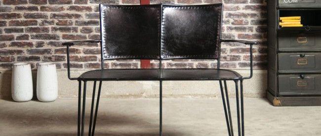 Fauteuil double métal et cuir Italia - P.I.B.